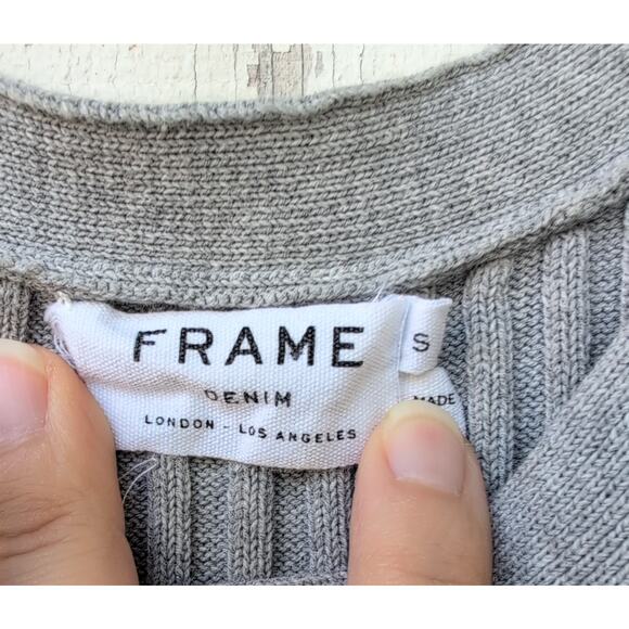 FRAME Denim Heather Grey Ribbed Knit Stretch Midi Women's Small MinimalistLuxe - Picture 3 of 8